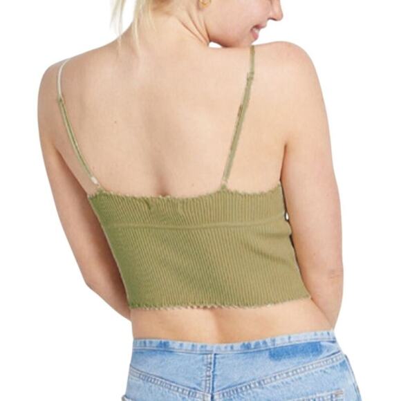 Pacsun LA Hearts Hanna Tank Top Ribbed V-Neck Cropped Olive Green NWT Medium - Picture 2 of 7